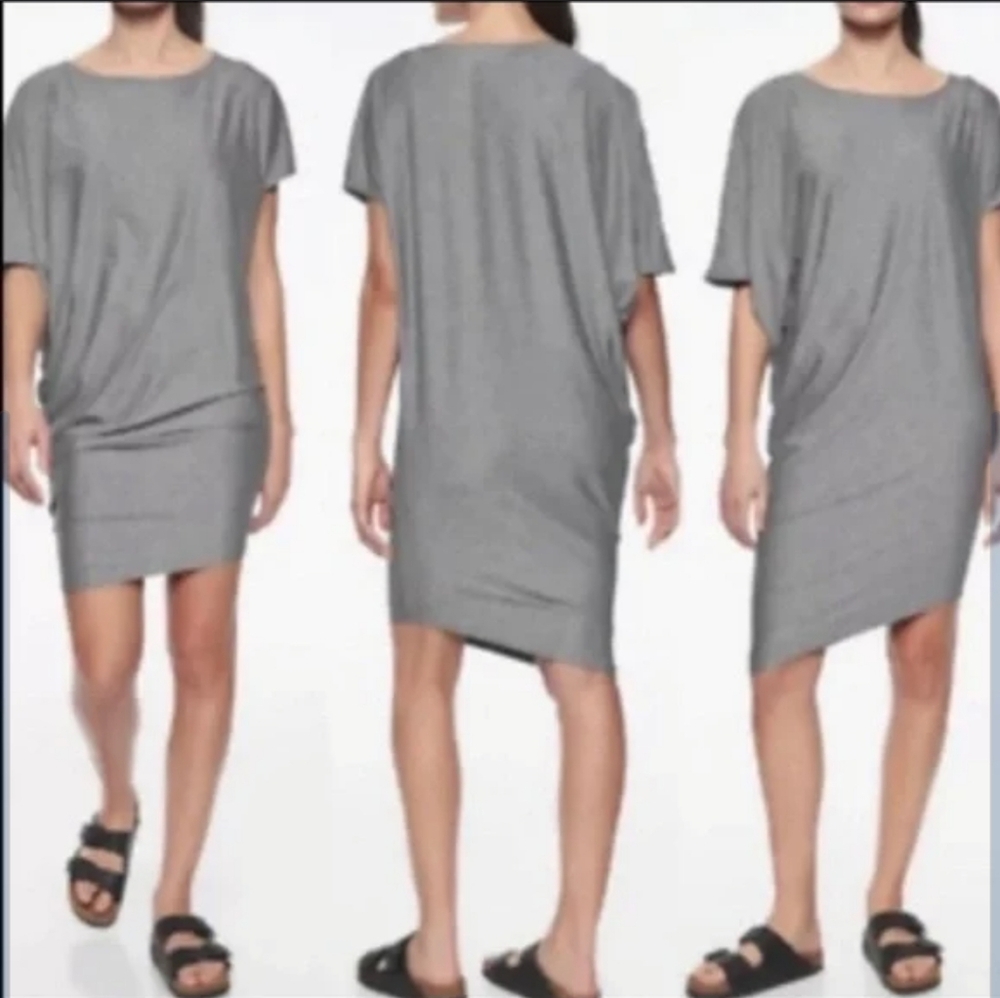 ATHLETA Casual Dress Small Gray Asymmetrical Dolman Sleeve Sunlover Boho Casual